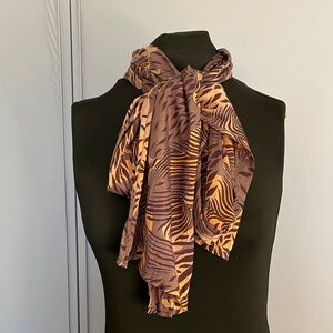 Masai Abstract Animal Print Viscose Scarf 80x12 Brown  Long Wrap